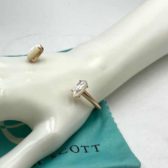 Kendra Scott Edie Rose Gold Ivory Mother of Pearl Cuff Adjustable Bracelet - Picture 2 of 16